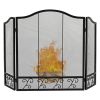 3-Panel Fireplace Screen Decorative Spark Guard