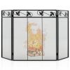 3-Panel Fireplace Screen Decor Cover with Exquisite Pattern