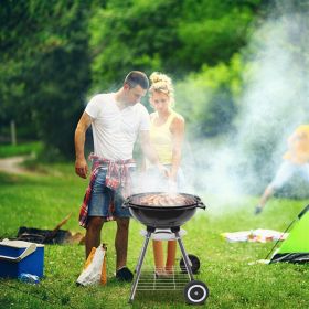 18 Inch Apple Charcoal Stove Enamel (Cover Furnace Body) White Side Wheel Diameter 15cm (Color: Picture Shows)