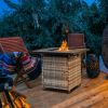 28-Inch Fire Table,50000 BTU Gas Firepit with Volcanic Stone Black